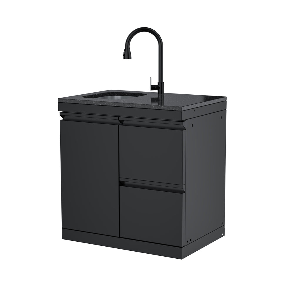 Single-Door Storage Cabinet with Double Drawers and Sink Module