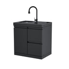 Single-Door Storage Cabinet with Double Drawers and Sink Module