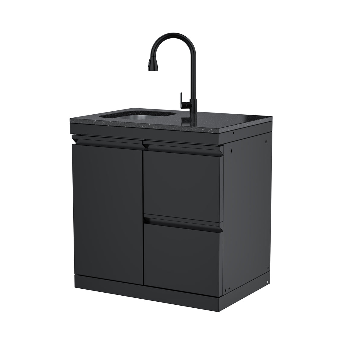 Single-Door Storage Cabinet with Double Drawers and Sink Module