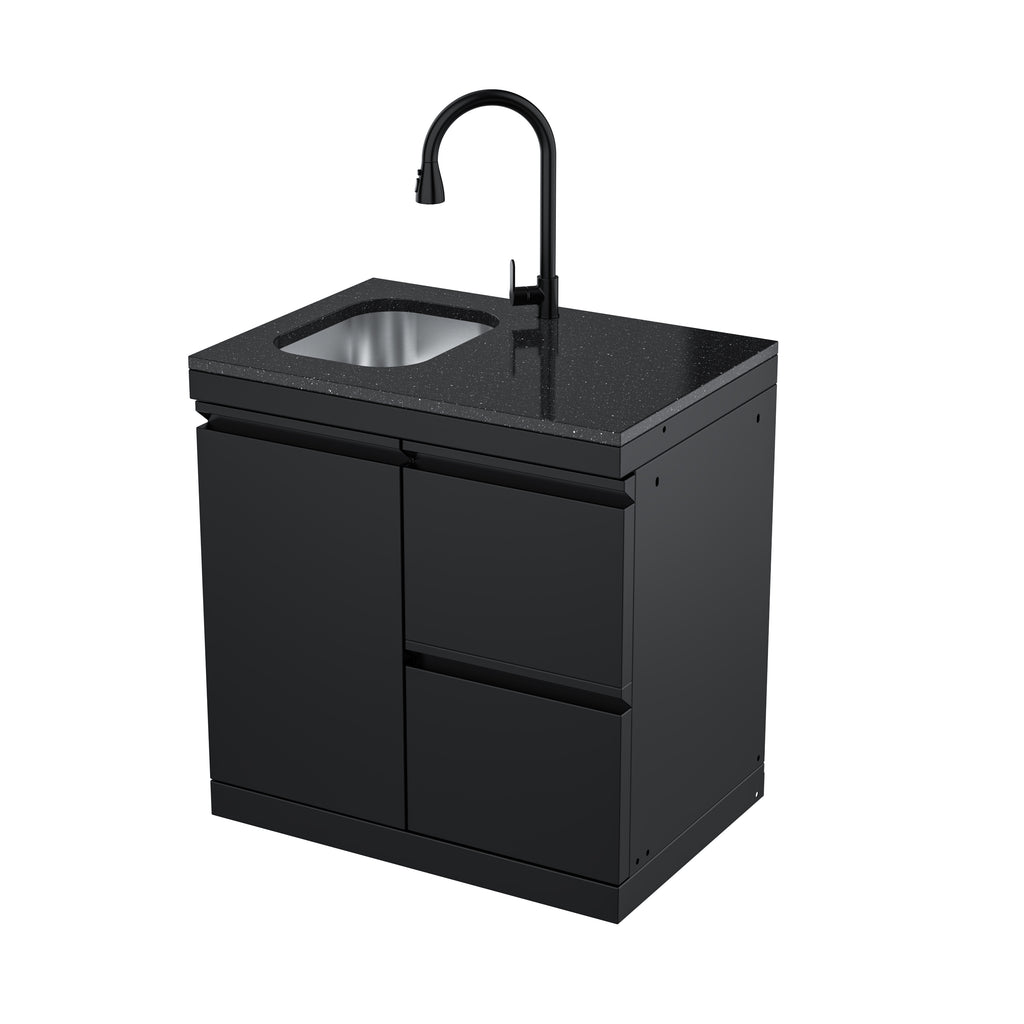 Single-Door Storage Cabinet with Double Drawers and Sink Module