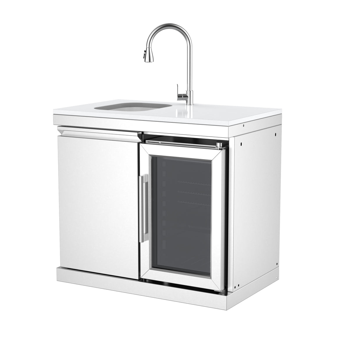 Single-Door Storage with Sink and Single-Door Refrigerator Module