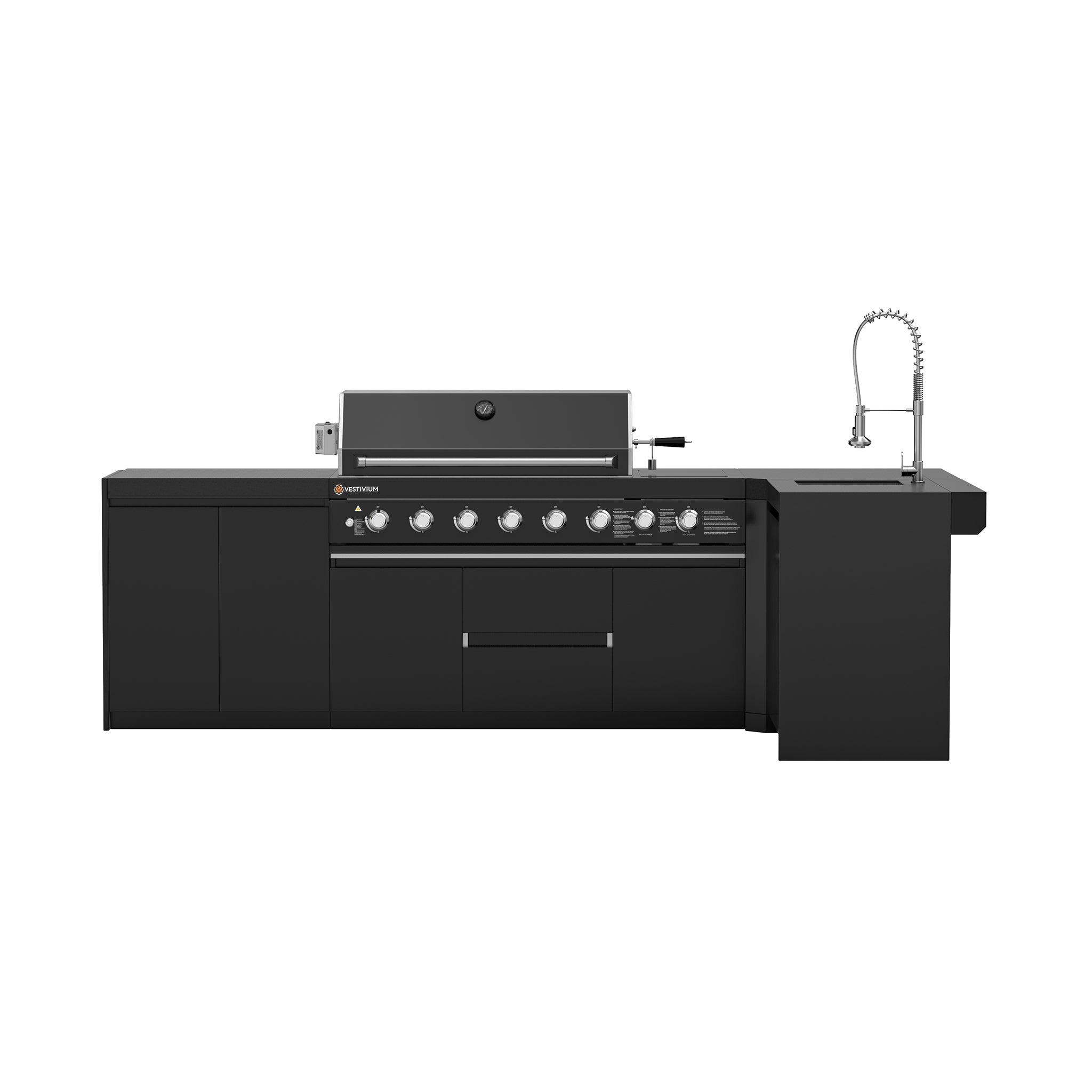 Vestivium Aurelia Series Outdoor Kitchen Island with Built - in Grill, Sink Black