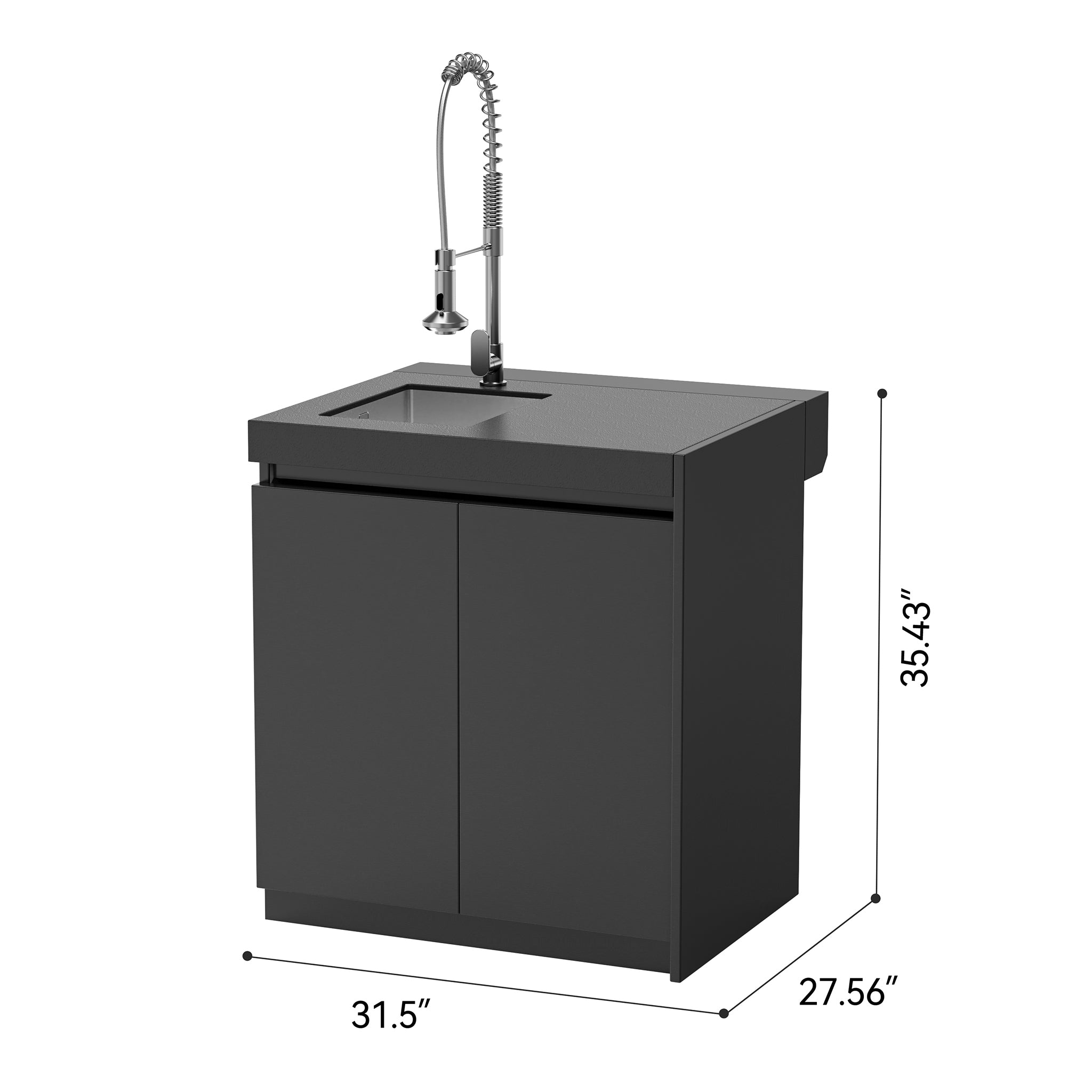Vestivium Aurelia Series Outdoor Kitchen Island with Built - in Grill, Sink Black
