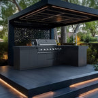 Vestivium Aurelia Series Outdoor Kitchen Island with Built - in Grill, Sink Black