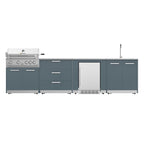 Vestivium Aurelia Series Outdoor Kitchen Island with Built - in Grill, Sink & Refrigerator Blue