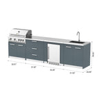 Vestivium Aurelia Series Outdoor Kitchen Island with Built - in Grill, Sink & Refrigerator Blue