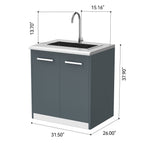 Vestivium Aurelia Series Outdoor Kitchen Island with Built - in Grill, Sink & Refrigerator Blue
