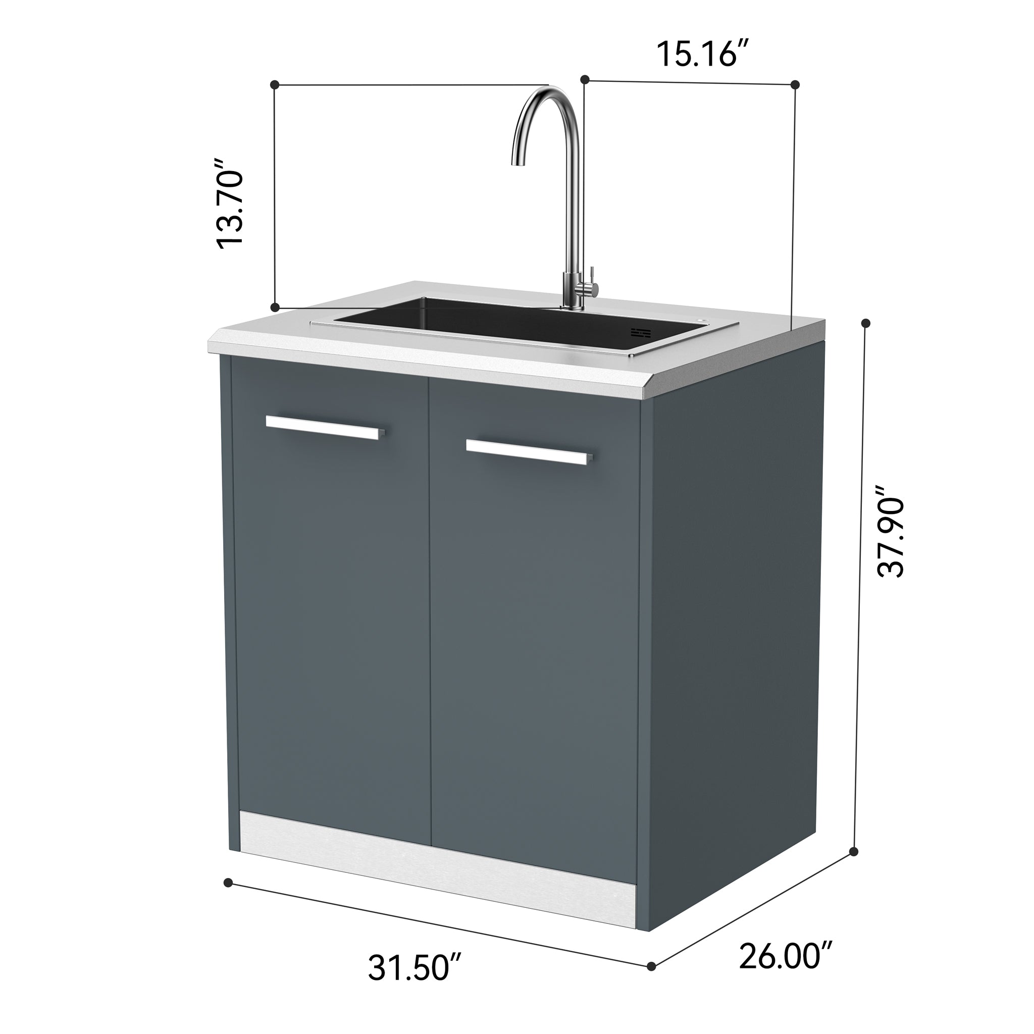 Vestivium Aurelia Series Outdoor Kitchen Island with Built - in Grill, Sink & Refrigerator Blue