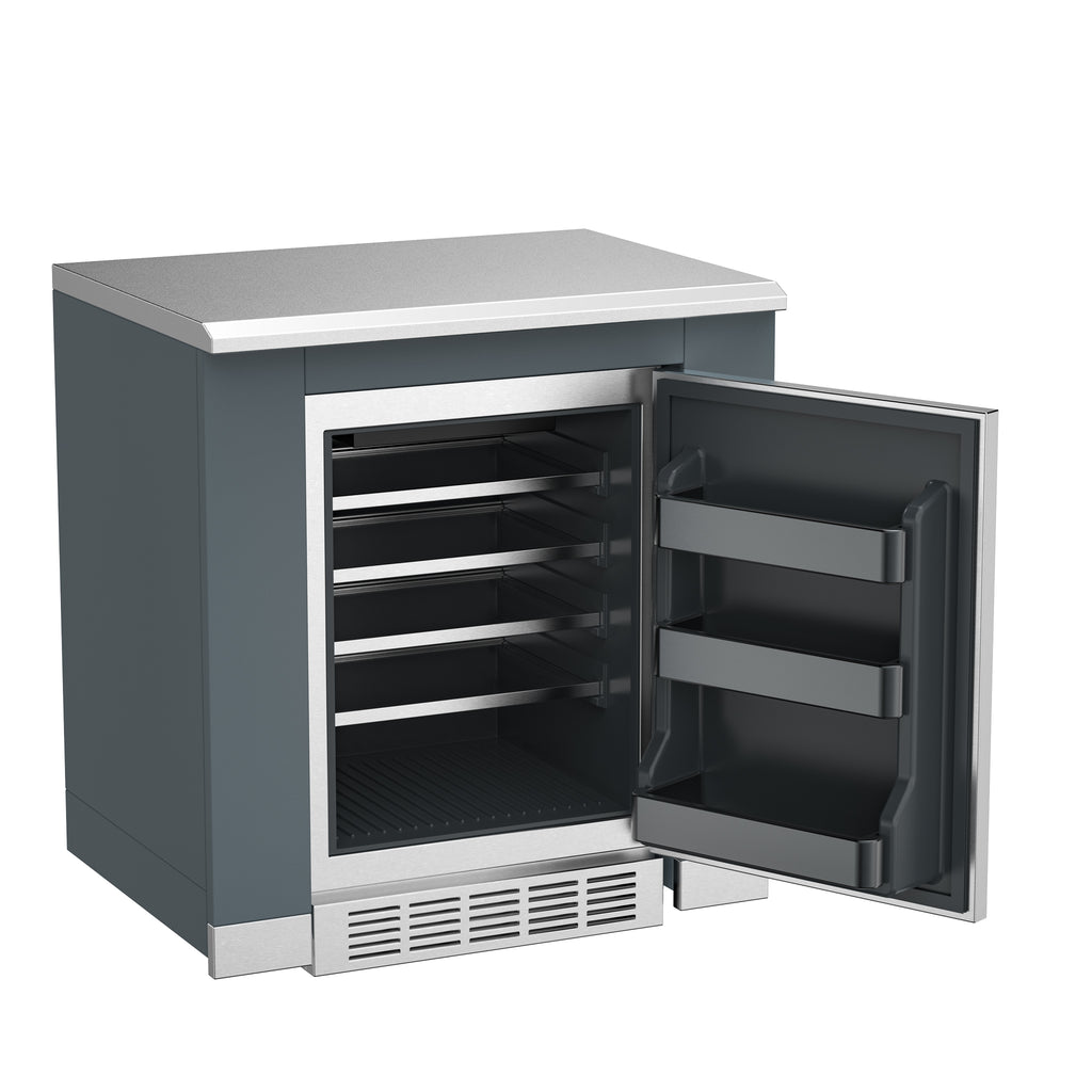 Vestivium Aurelia Series Outdoor Kitchen Island with Built - in Grill, Sink & Refrigerator Blue