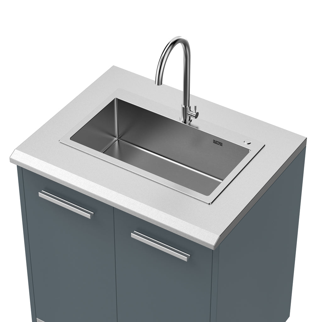 Vestivium Aurelia Series Outdoor Kitchen Island with Built - in Grill, Sink & Refrigerator Blue