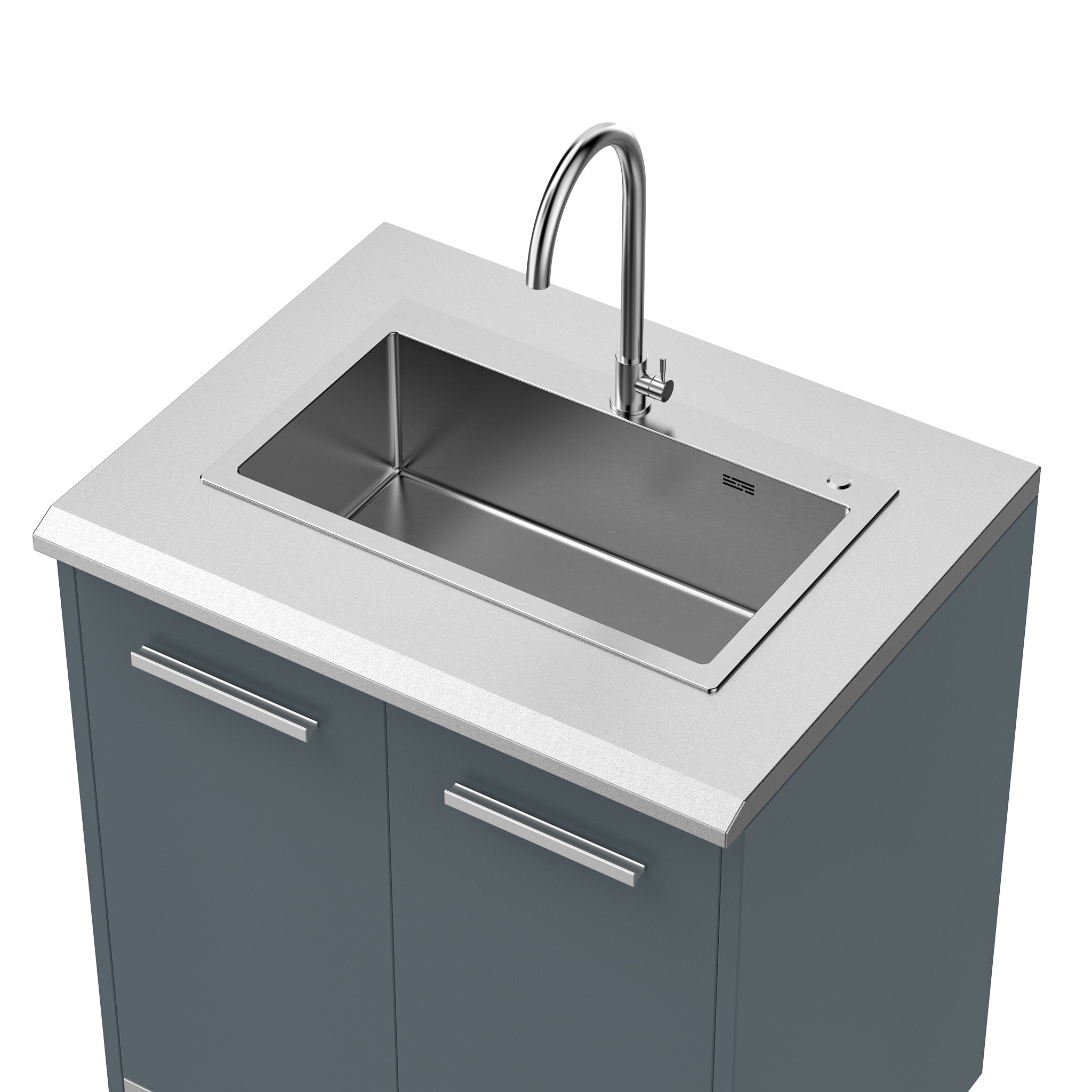 Vestivium Aurelia Series Outdoor Kitchen Island with Built - in Grill, Sink & Refrigerator Blue