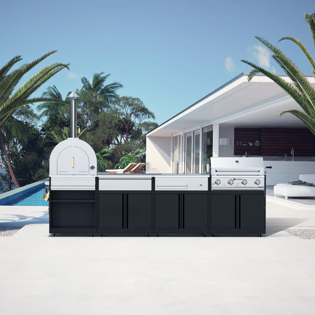 Vestivium Sera Series Outdoor Kitchen Island with Built - in Grill, Sink,Pizza Oven