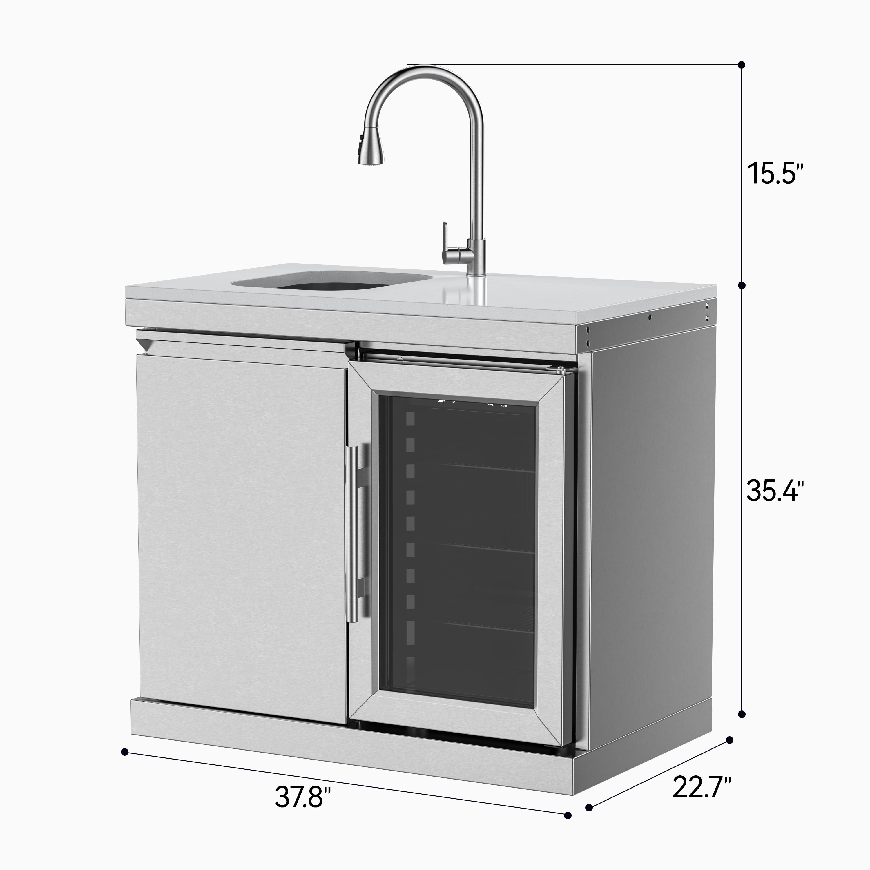 Single-Door Storage with Sink and Single-Door Refrigerator Module