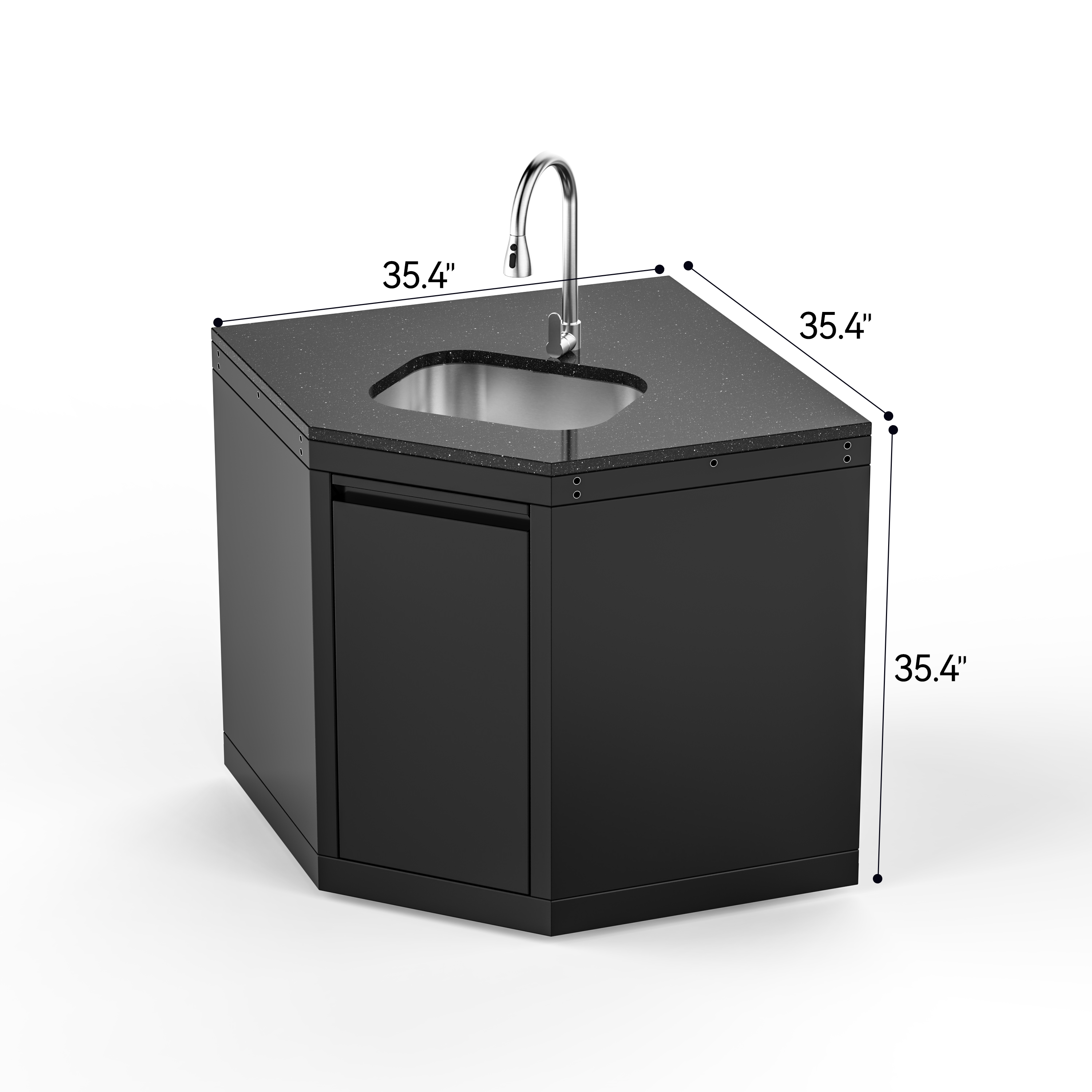 Wide-Angle Corner Cabinet with Sink