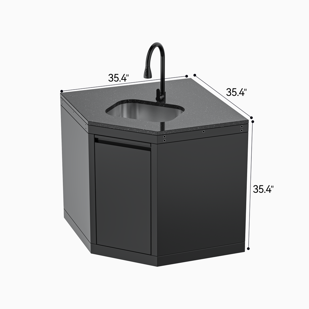 Wide-Angle Corner Cabinet with Sink Module