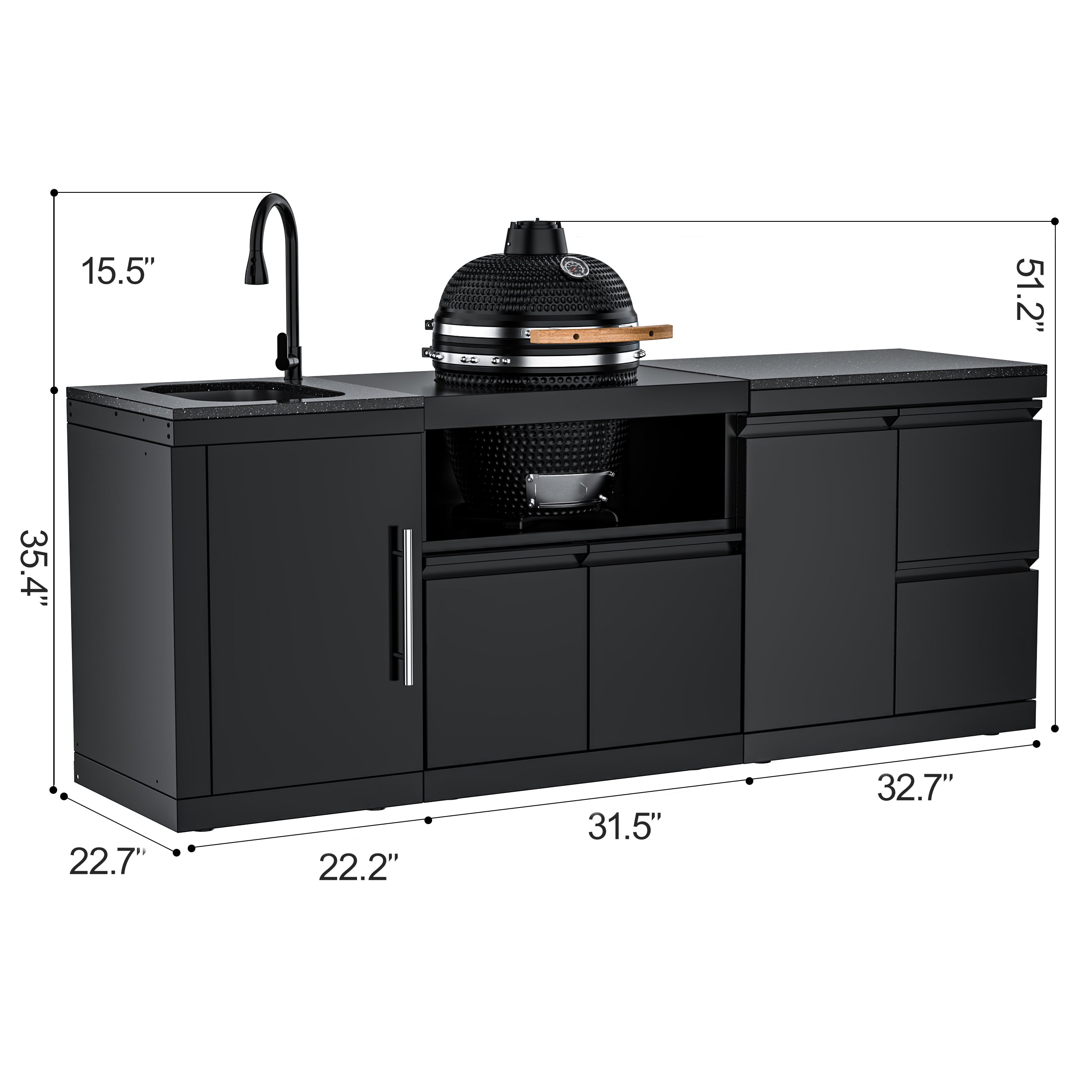 VESTIVIUM 3-Piece Modular Outdoor Kitchen Island Set | SM-SDSK