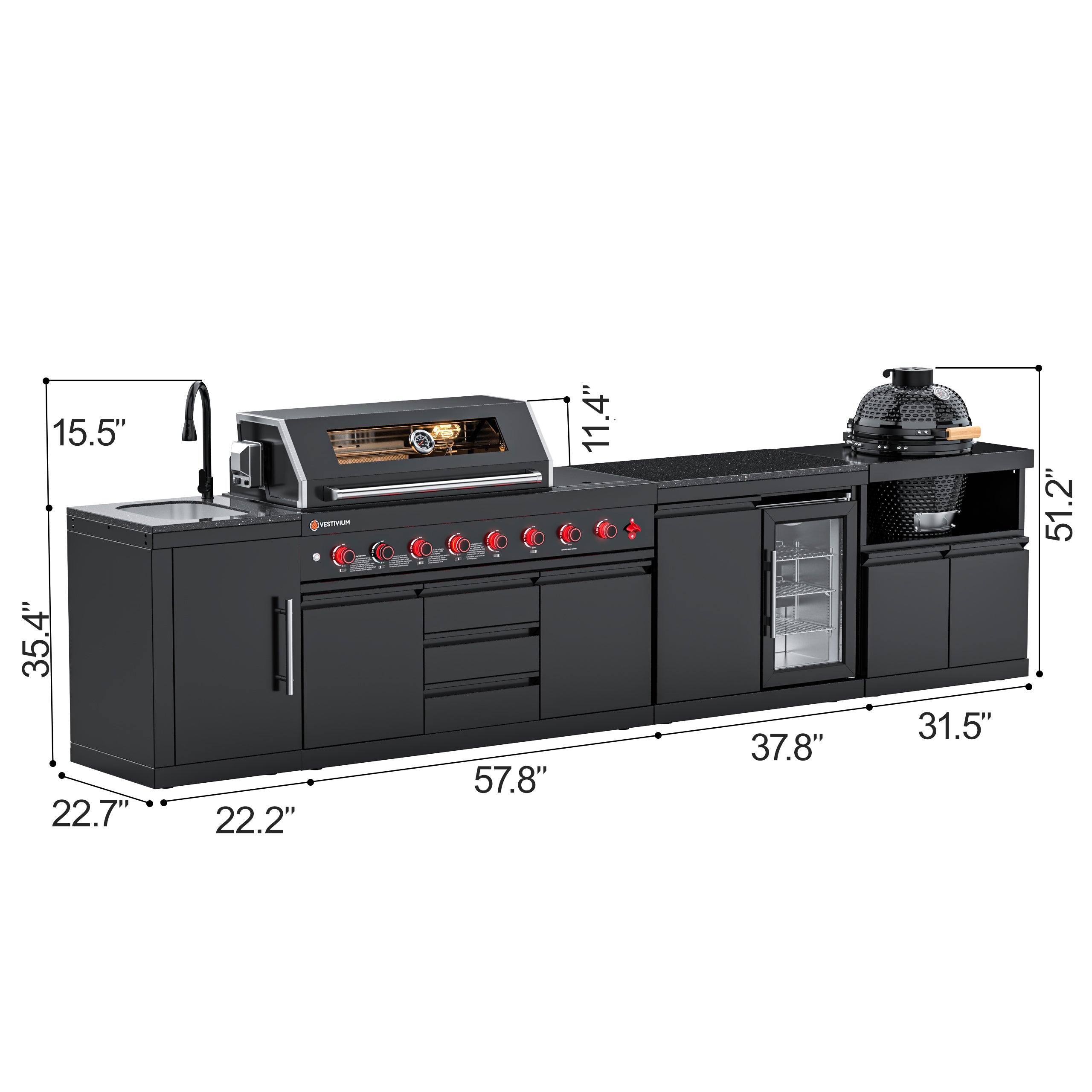VESTIVIUM 4-Piece Modular Outdoor Kitchen Island Set | V611-SKSFRSM