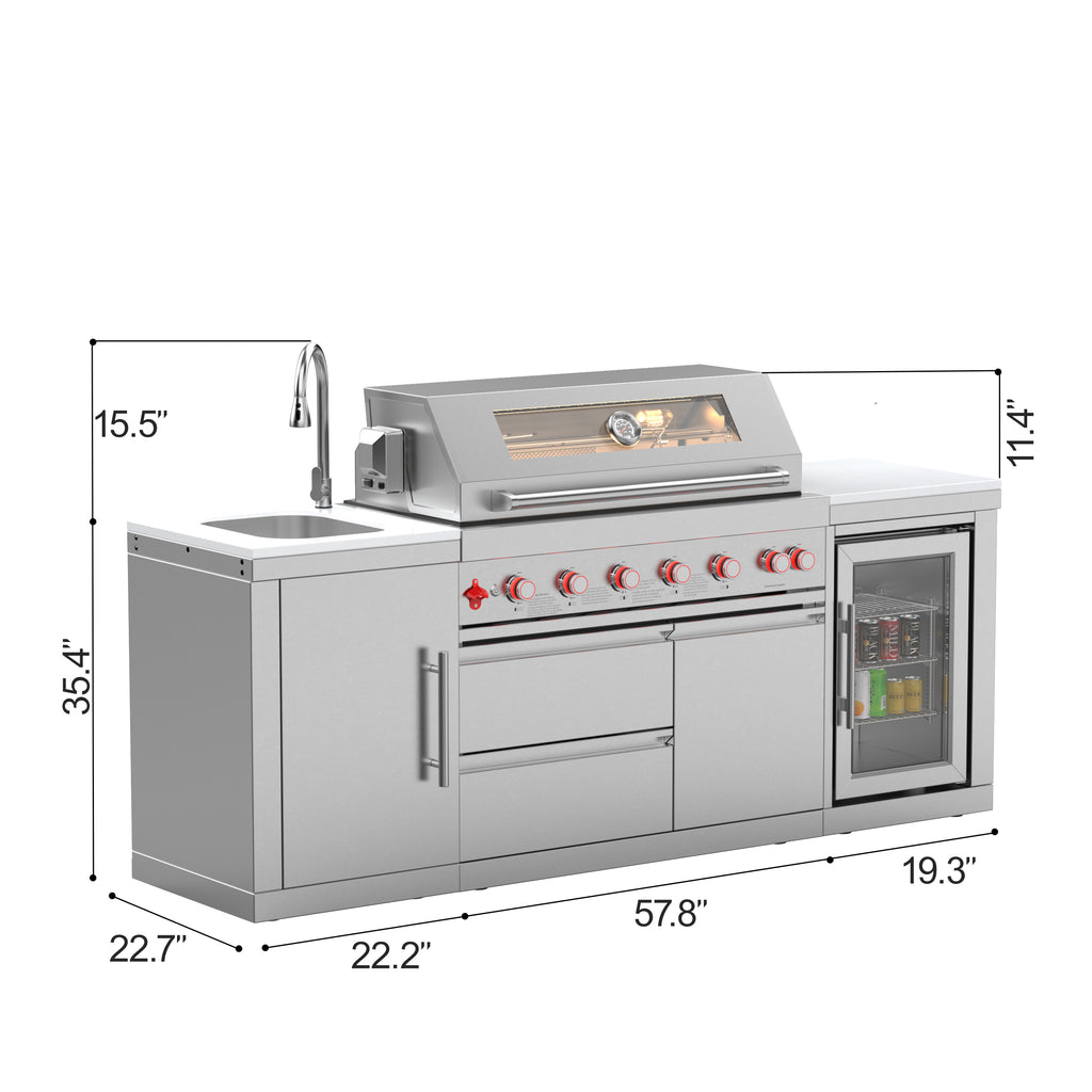 VESTIVIUM 3-Piece Modular Outdoor Kitchen Island Set | V601-SKFR