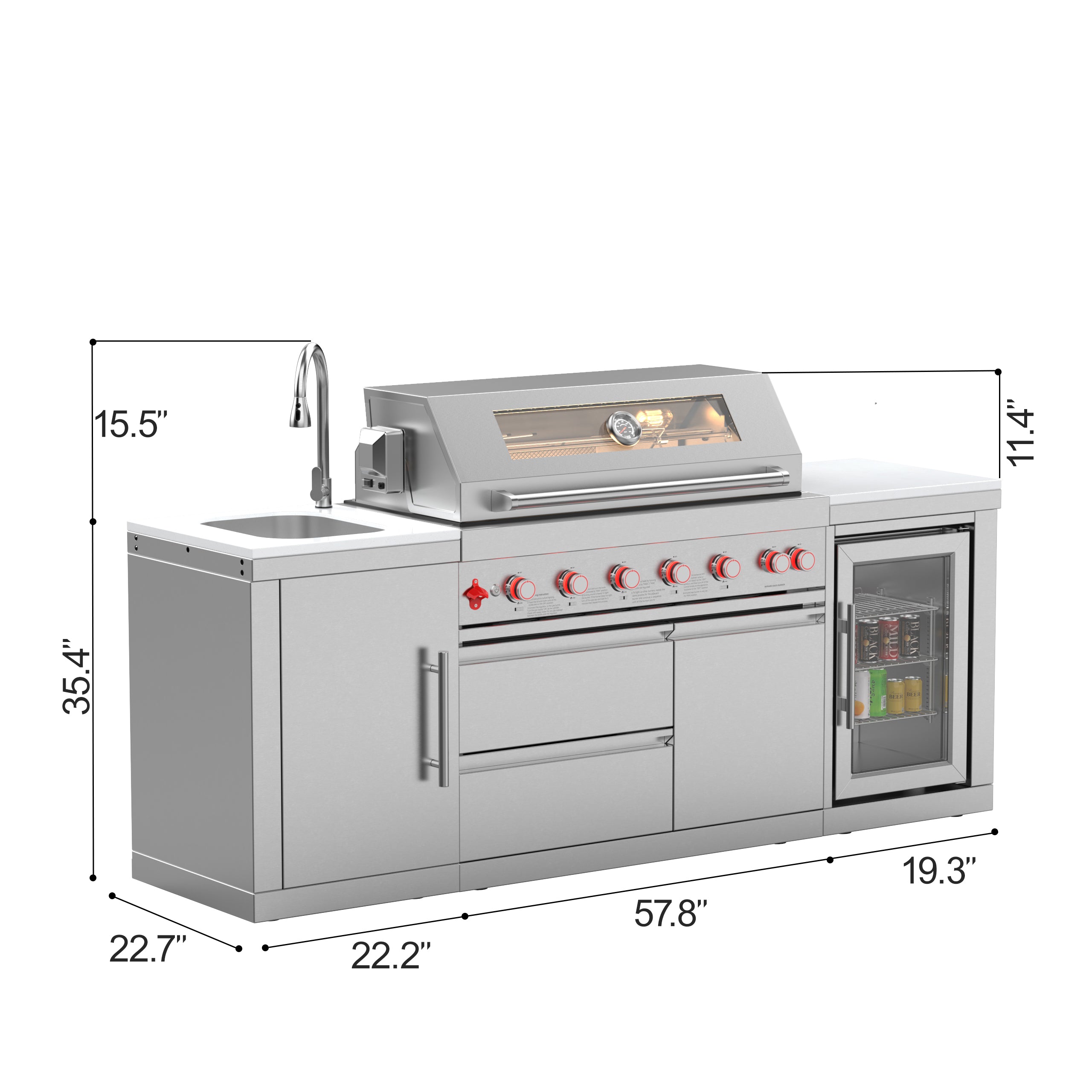 VESTIVIUM 3-Piece Modular Outdoor Kitchen Island Set | V601-SKFR