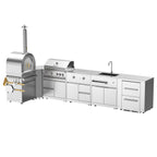 Vestivium Sera Series L-Shaped Outdoor Kitchen Island – Gas wood fired Pizza Oven and Grill, Modular Design
